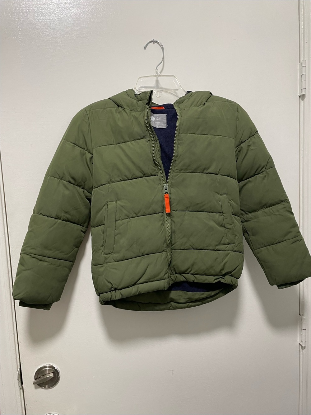 Primary Kids Olive Green Puffer Jacket with Hood
